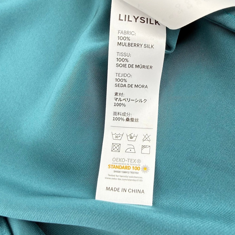 Lilysilk Mulberry Silk Wrapover Cropped Shirt Blouse Adriatic Blue Women Org$185 - Picture 9 of 12